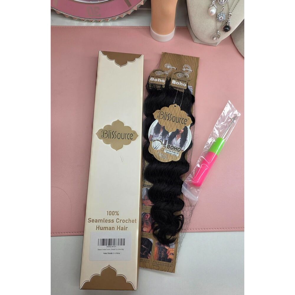 New 14" Deep Wave Crochet Human Hair 60g 50 Strands Miracle Knots Natural Black - Picture 2 of 13